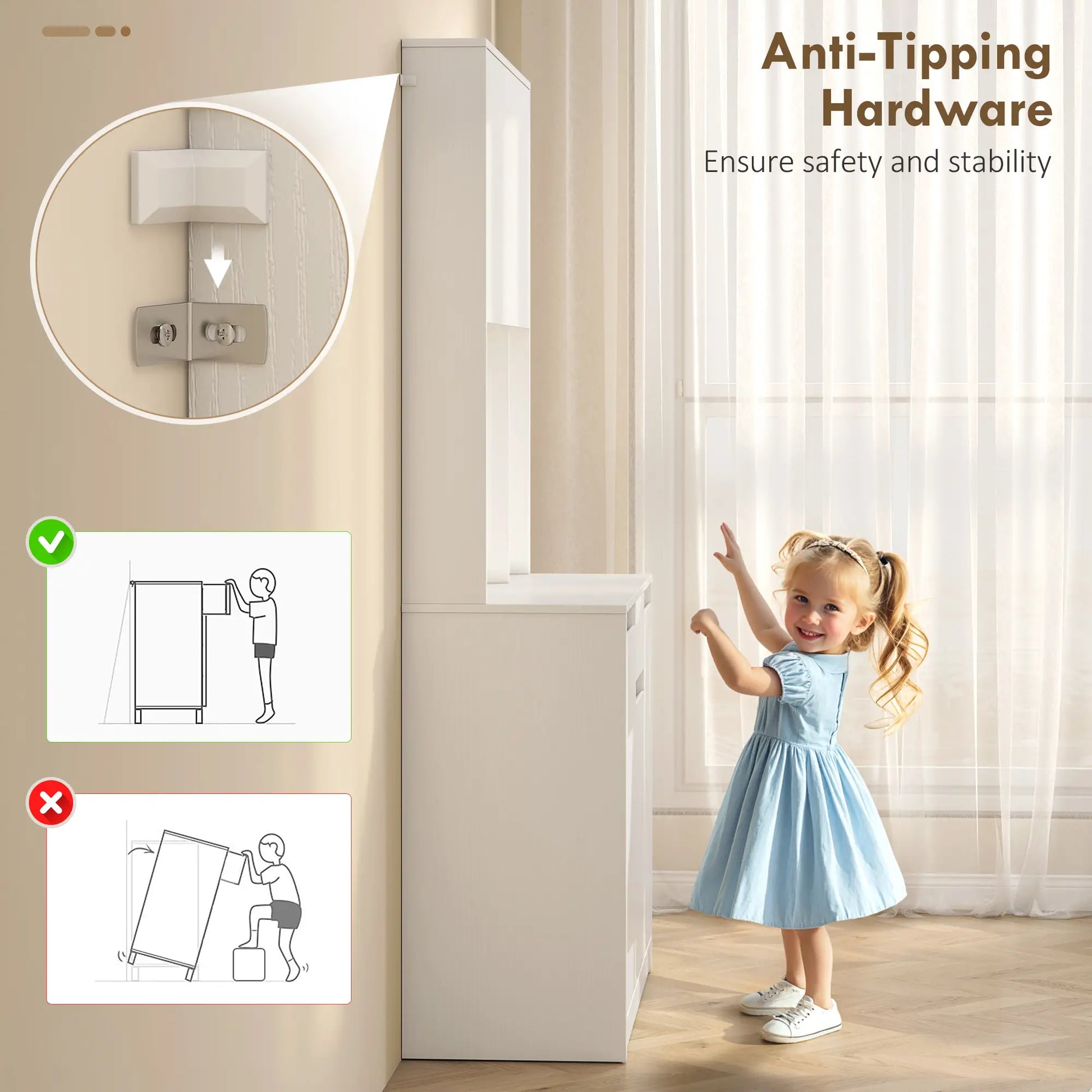 71 Inch Pantry Cabinet with Charging Station, Microwave Stand, Pegboard, White Kitchen Pantry Cabinets at Gallery Canada