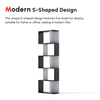 Modern Bookcase 5-Tier Display Shelf, Room Divider, Black Display Bookshelves at Gallery Canada