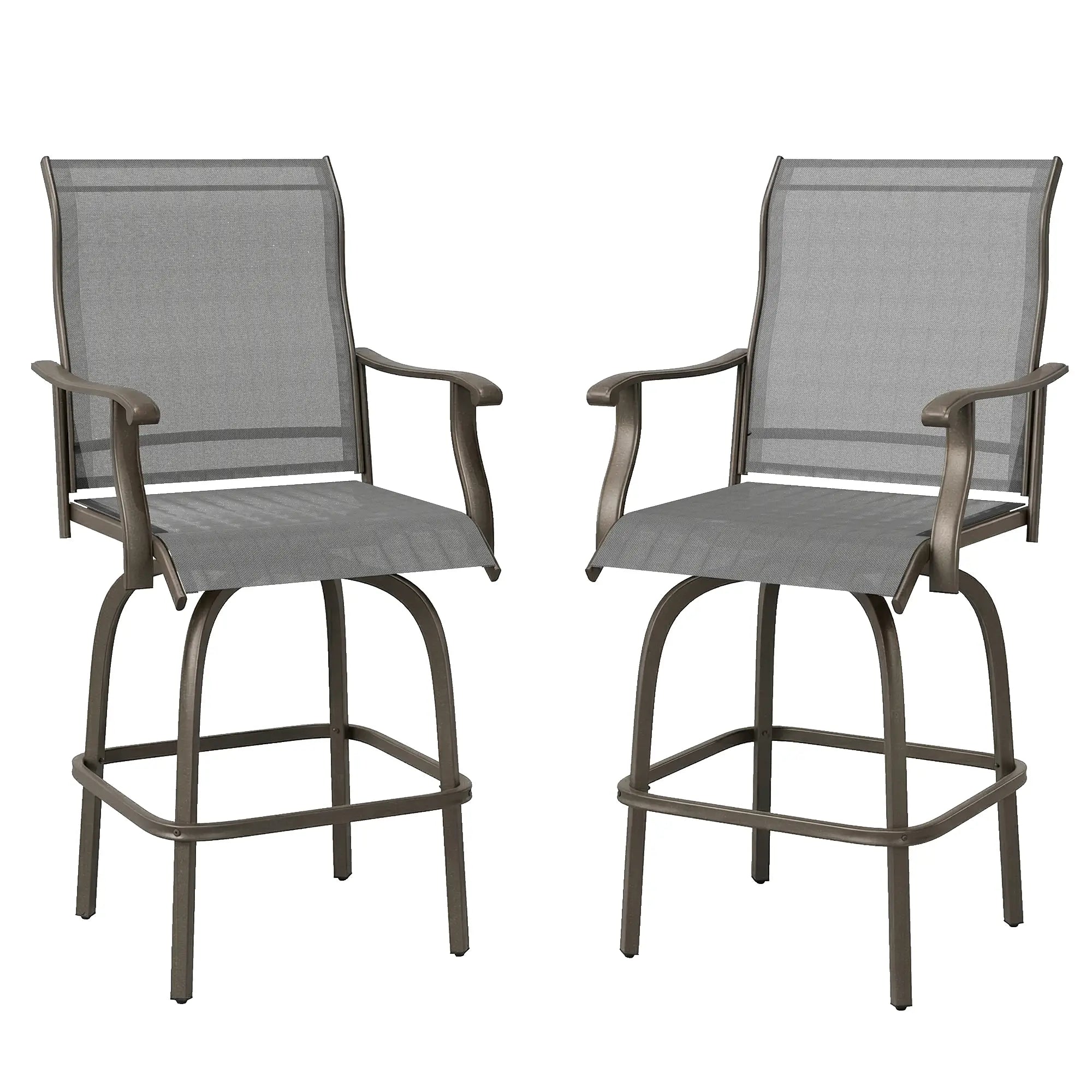 Outdoor Bar Stools Set of 2, Swivel High Back Chairs, Light Grey Bistro Sets Light Grey at Gallery Canada
