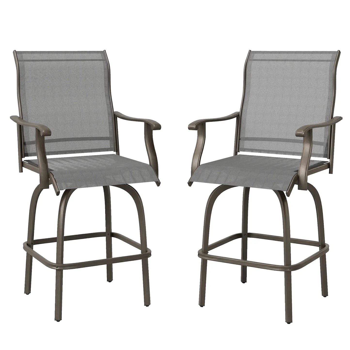 Outdoor Bar Stools Set of 2, Swivel High Back Chairs, Light Grey Bistro Sets Light Grey at Gallery Canada