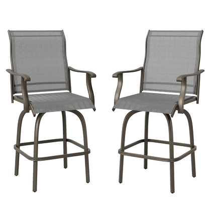 Outdoor Bar Stools Set of 2, Swivel High Back Chairs, Light Grey Bistro Sets Light Grey at Gallery Canada