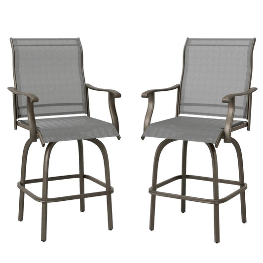 Outdoor Bar Stools Set of 2, Swivel High Back Chairs, Light Grey Bistro Sets Light Grey at Gallery Canada