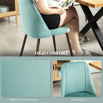 Upholstered Dining Chairs Set of 4, Velvet, Wood-Grain Steel Leg, Light Green Dining Chairs at Gallery Canada