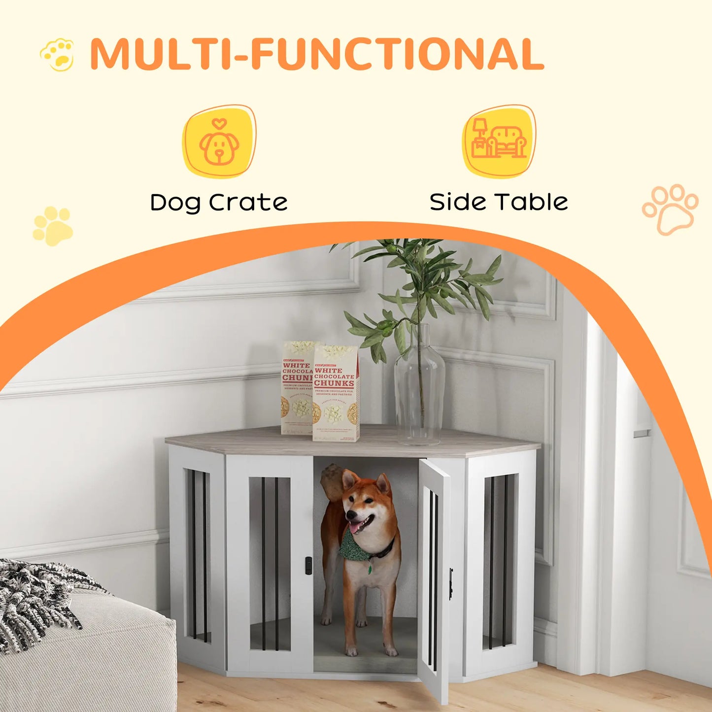 Dog Crate Furniture with Cushion, 41 Inch, Corner Design, Multi Color Houses, Kennels & Pens at Gallery Canada