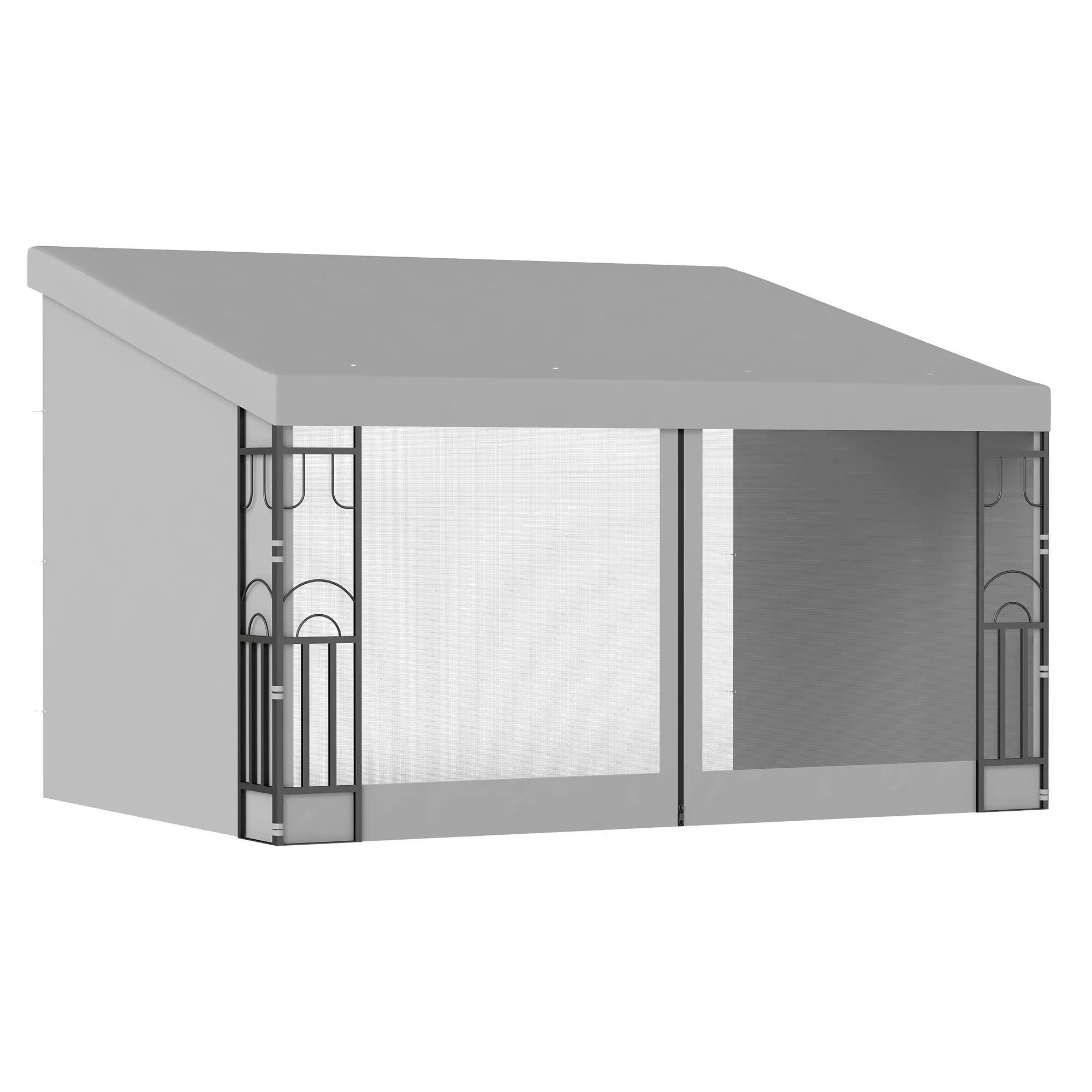 10' x 13' Wall Pergola, Outdoor Gazebo, 2 Curtains, 2 Nettings, UV Resistant, Light Grey Pergolas at Gallery Canada