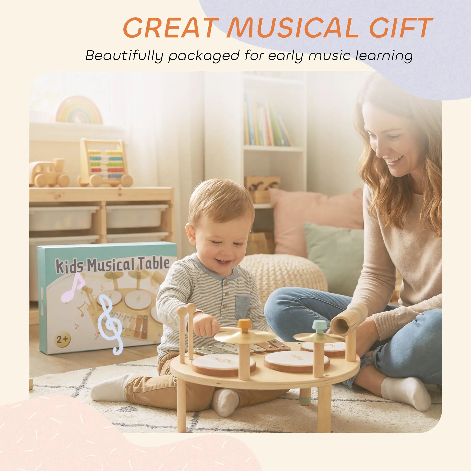 Toddler Drum Set, 4-In-1 Musical Instruments, Natural Wood Electronic Musical Pianos at Gallery Canada