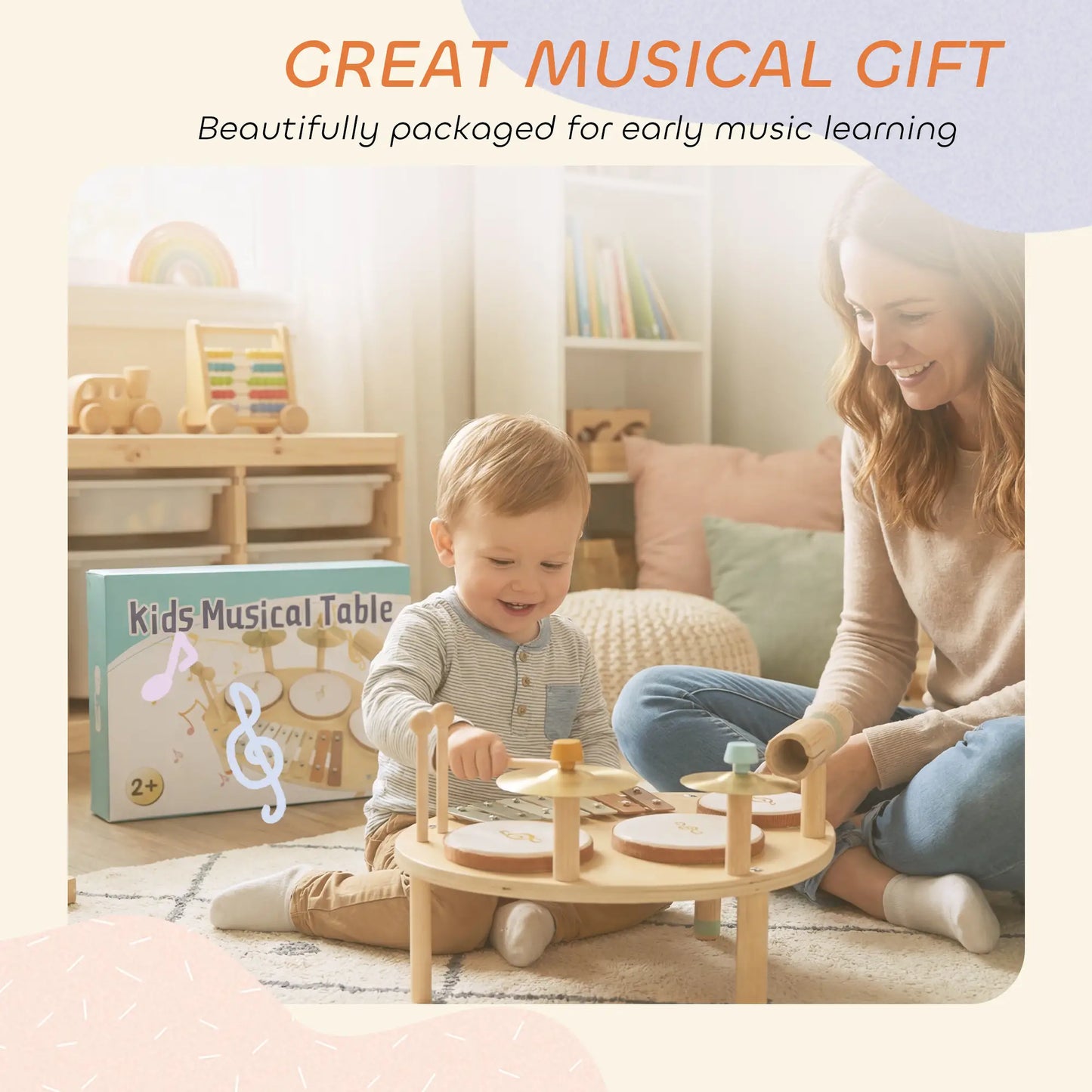 Toddler Drum Set, 4-In-1 Musical Instruments, Natural Wood Electronic Musical Pianos at Gallery Canada