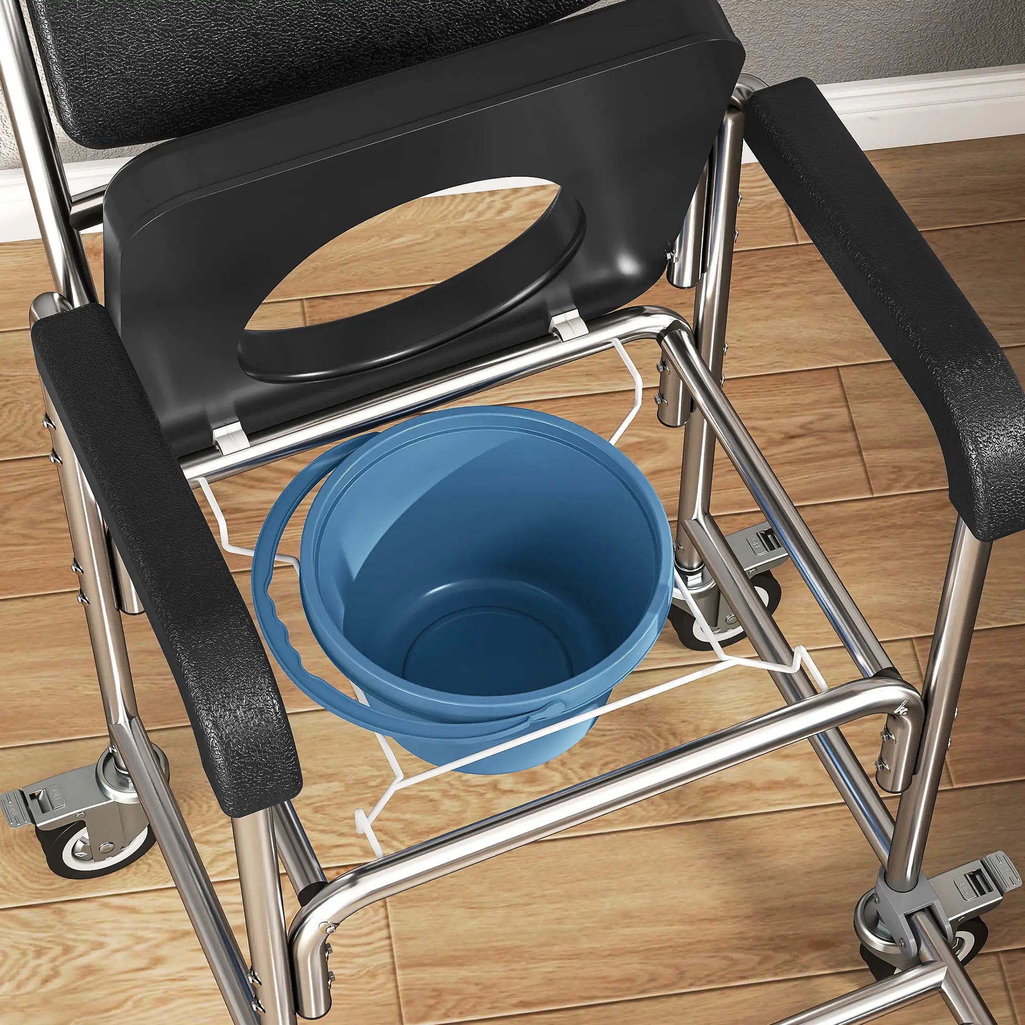 3-in-1 Shower Commode Wheelchair, Transport Chair with Padded Seat Bath Chairs at Gallery Canada