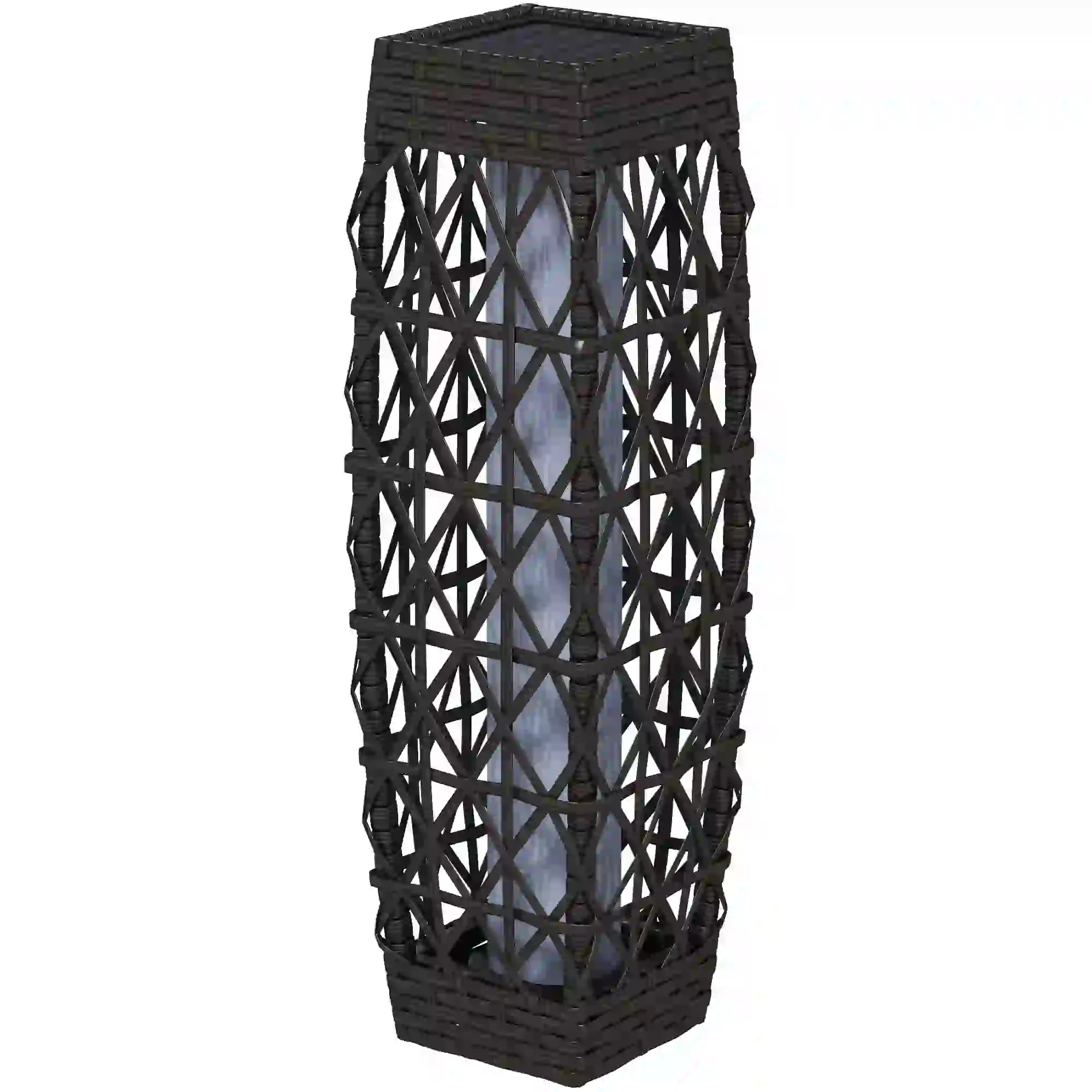 Solar LED Wicker Floor Lamp, IP44, Auto On/Off, Grey Solar Post Lamps Grey at Gallery Canada