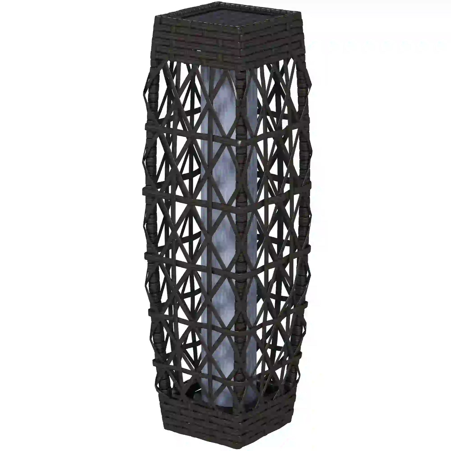 Solar LED Wicker Floor Lamp, IP44, Auto On/Off, Grey Solar Post Lamps Grey at Gallery Canada