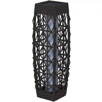 Solar LED Wicker Floor Lamp, IP44, Auto On/Off, Grey Solar Post Lamps Grey at Gallery Canada