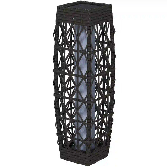 Solar LED Wicker Floor Lamp, IP44, Auto On/Off, Grey Solar Post Lamps Grey at Gallery Canada