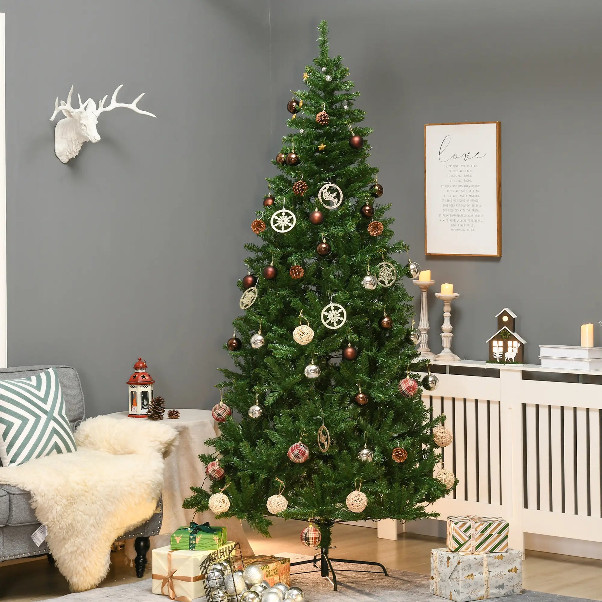 7.5 Ft Prelit Artificial Christmas Tree, Warm White LED, Green Pre Lit Christmas Trees at Gallery Canada