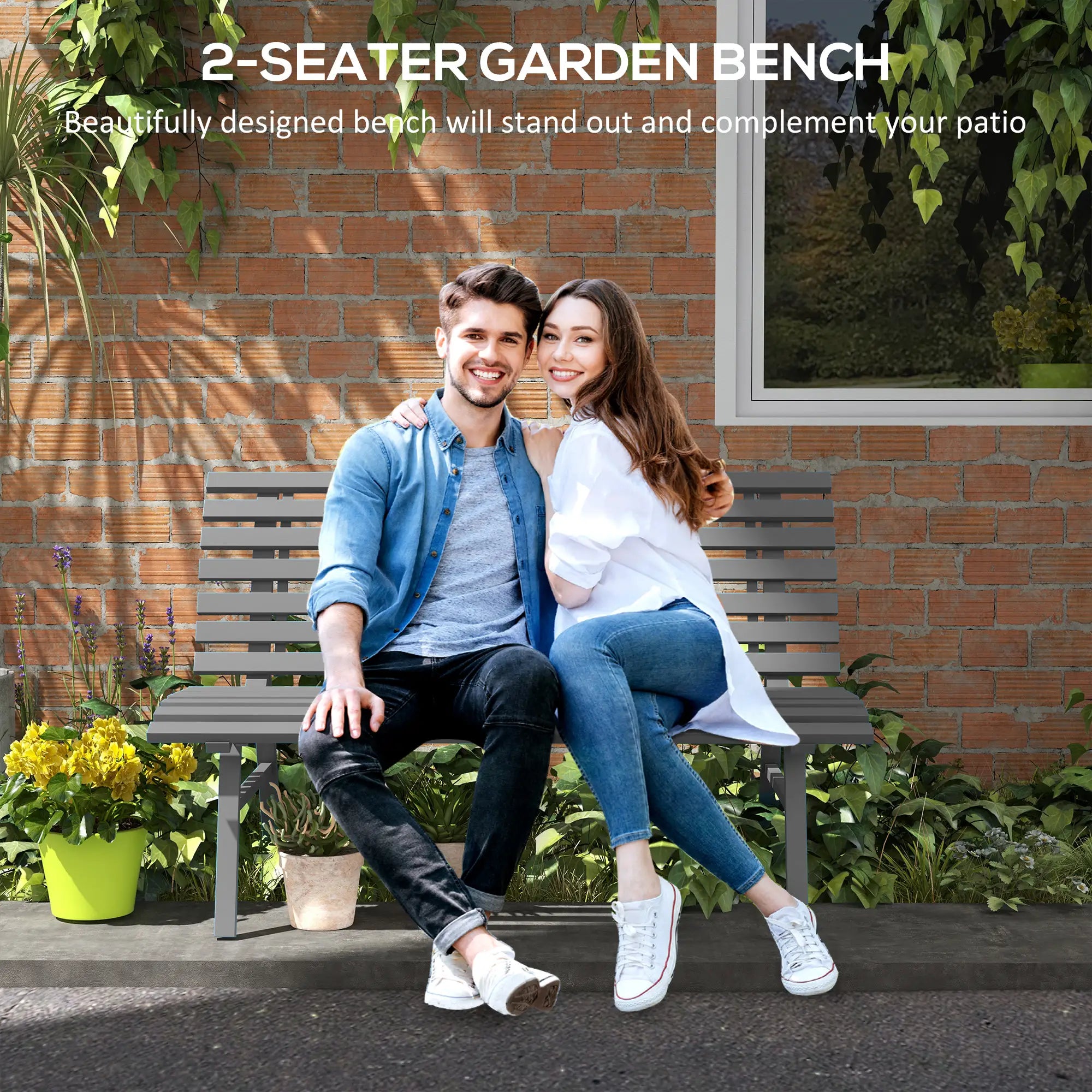 Outdoor Patio Bench, Aluminum Lightweight Park Bench, Grey Piano Benches at Gallery Canada