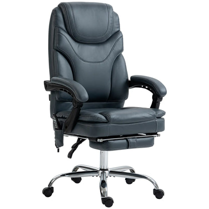 6 Point Vibration Massage Office Chair, PU Leather, Heated, Reclining, Grey Massage Chairs Grey at Gallery Canada