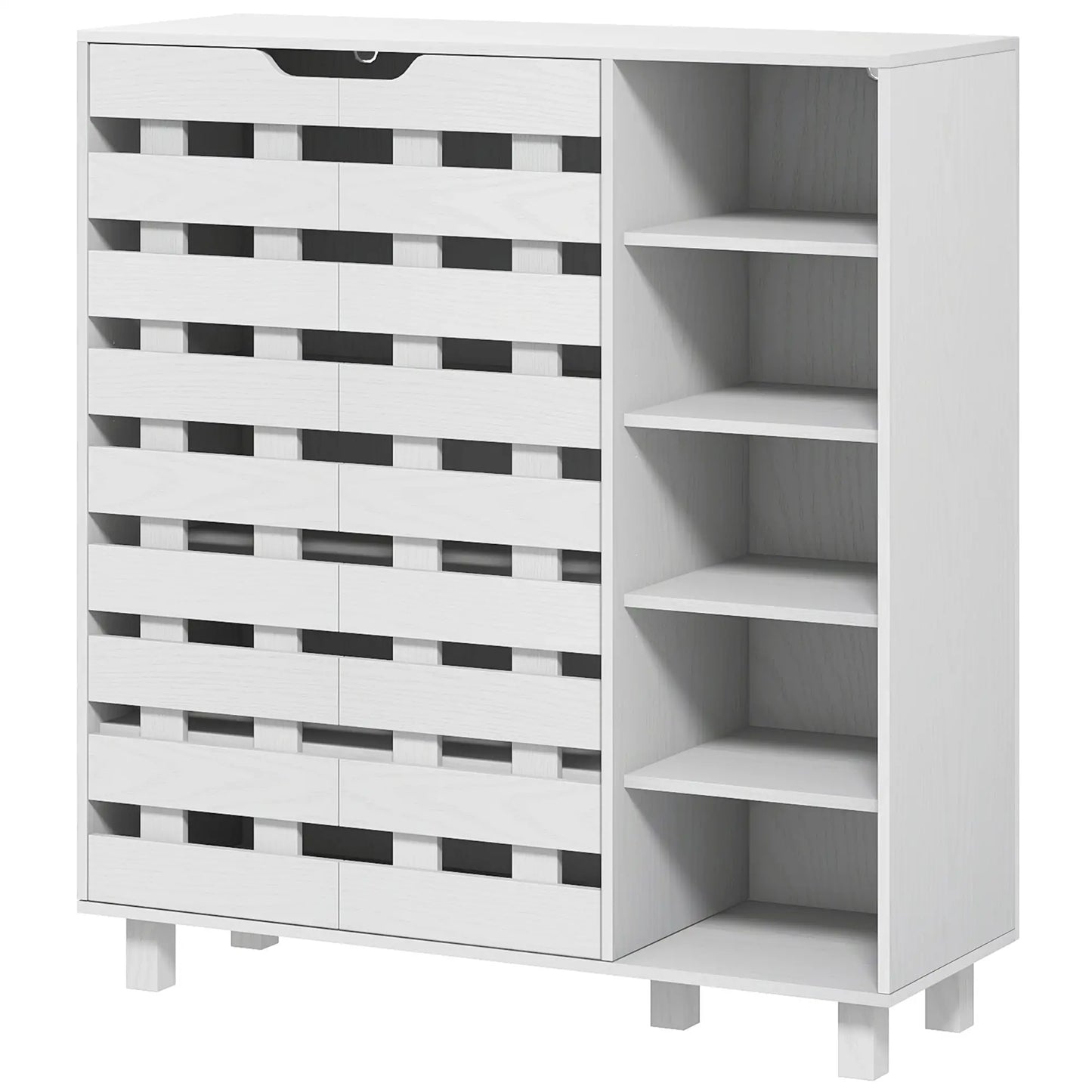 21 Pair Shoe Cabinet, 5-Tier Double Door Cupboard, White Shoe Storage Cabinets & Racks White at Gallery Canada