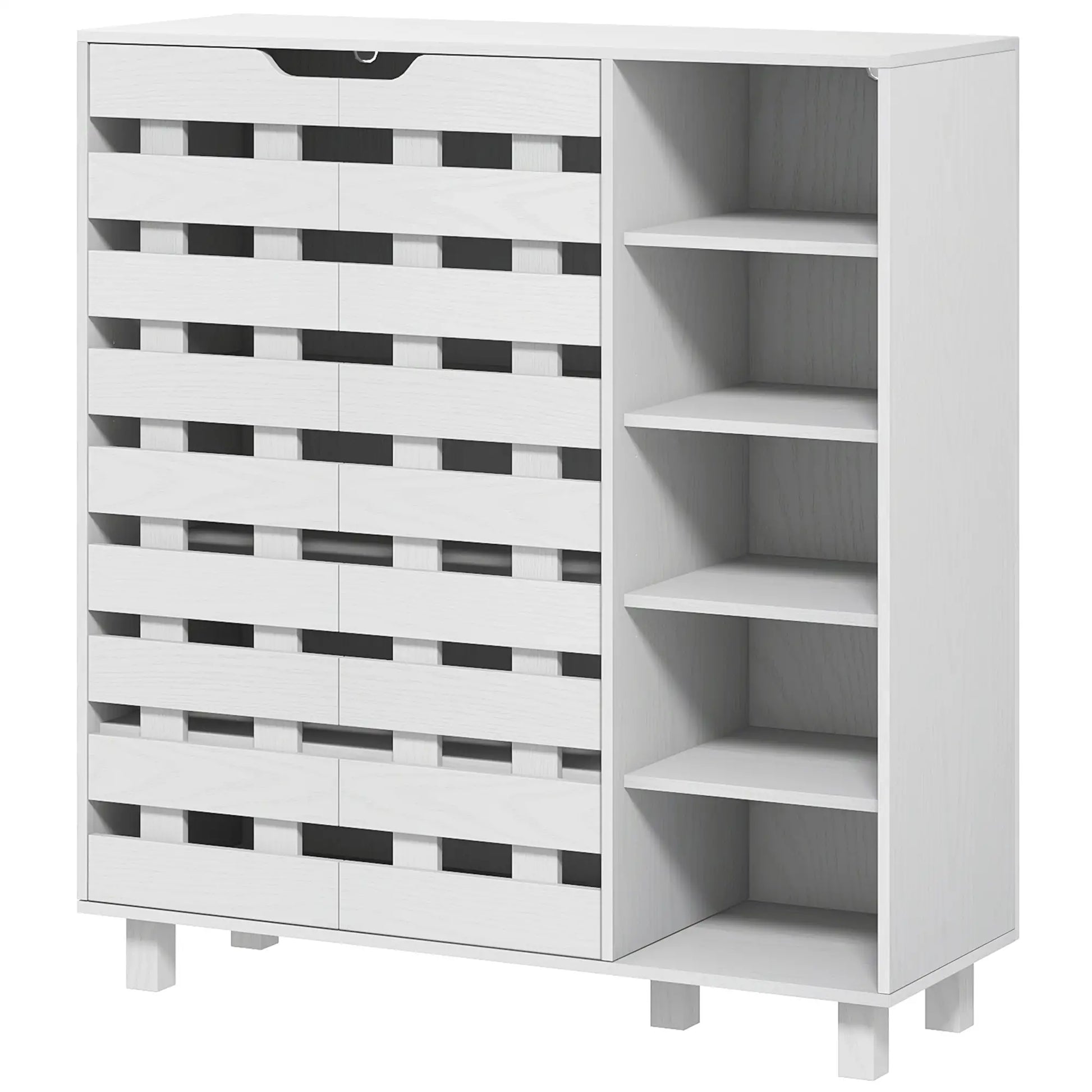21 Pair Shoe Cabinet, 5-Tier Double Door Cupboard, White Shoe Storage Cabinets & Racks White at Gallery Canada