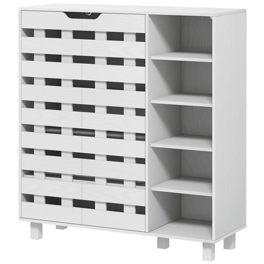 21 Pair Shoe Cabinet, 5-Tier Double Door Cupboard, White Shoe Storage Cabinets & Racks White at Gallery Canada