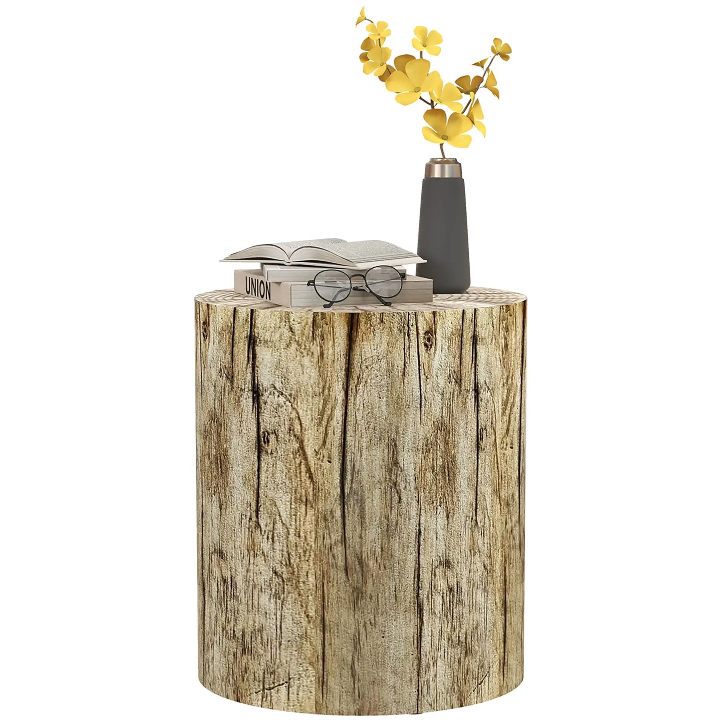 17" Tall Tree Stump End Table, Concrete Sofa Side Table, Garden Stool, Natural Side Tables at Gallery Canada