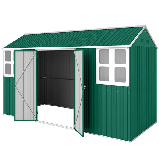 12' x 5.5' Metal Storage Shed, Outdoor Tool House, Green Sheds Green at Gallery Canada