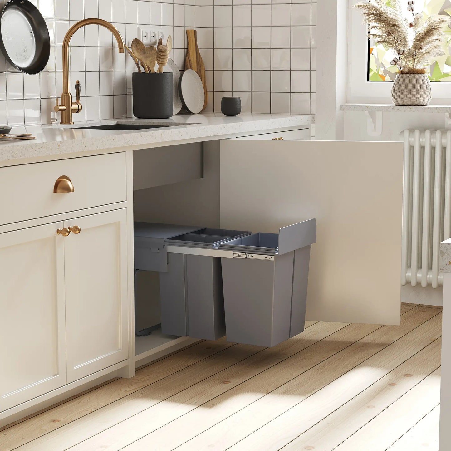 Pull Out Trash Can, 10.6 Gallon, Under Cabinet Slide Out Garbage Can, Grey Household Supplies at Gallery Canada