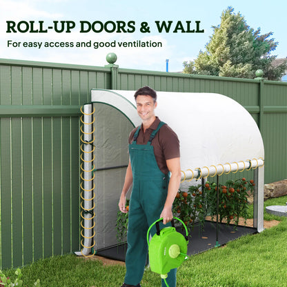 Walk-In Lean-To Greenhouse, 7' x 3' x 5', Zipper Roll-Up Doors, White Walk In Greenhouses at Gallery Canada