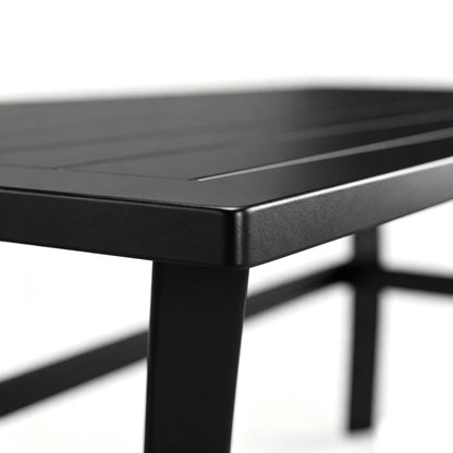 Outdoor Side Table, Slatted Tabletop, Metal Patio Coffee Table, Black Patio Side Tables at Gallery Canada