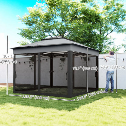 10.7 x 10.7ft Pop Up Gazebo, Adjustable Sun Shelter, Dark Grey Pop Up Canopies at Gallery Canada
