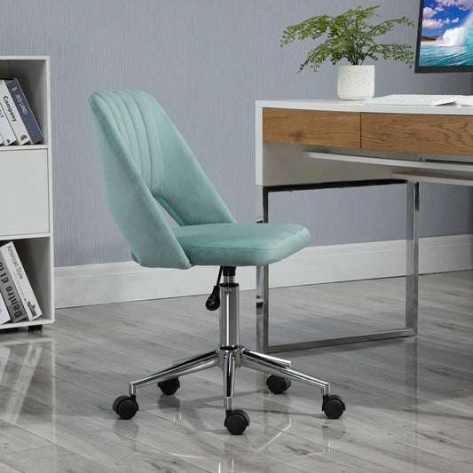 Velvet Fabric Mid Back Office Chair, Swivel Scallop Shape, Green Executive & Manager Chairs Green at Gallery Canada