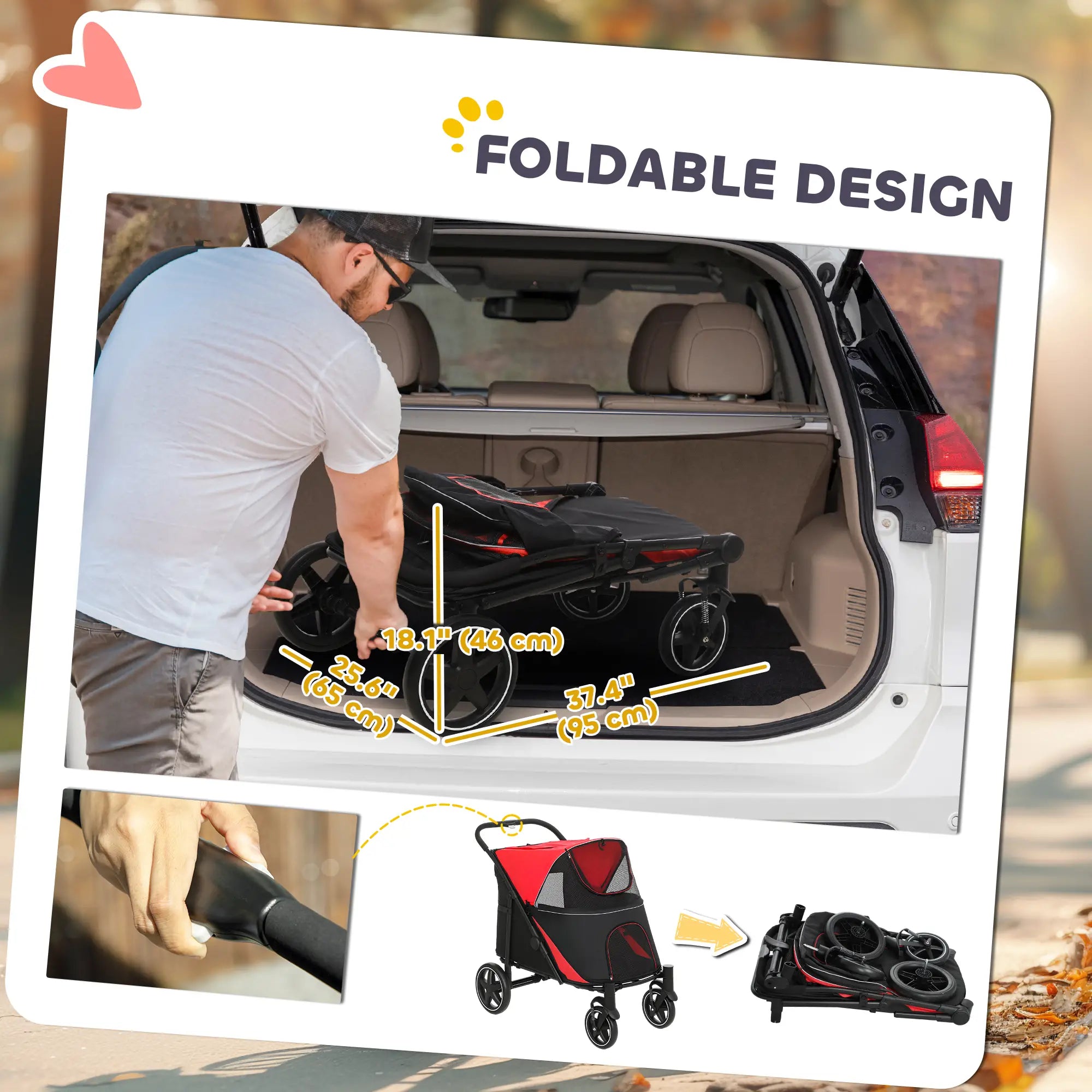 Foldable Pet Stroller, Universal Wheels, Shock Absorber, Large & Medium Dogs, Red Dog Bike Trailers & Strollers at Gallery Canada