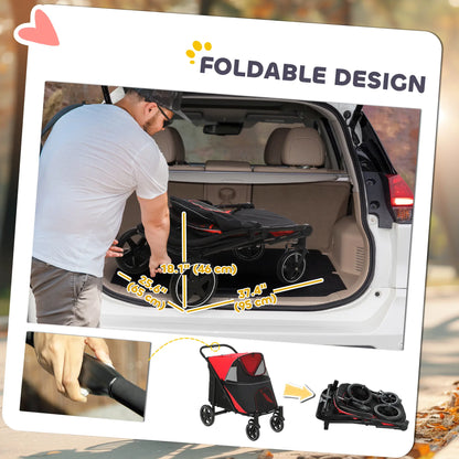 Foldable Pet Stroller, Universal Wheels, Shock Absorber, Large & Medium Dogs, Red Dog Bike Trailers & Strollers at Gallery Canada