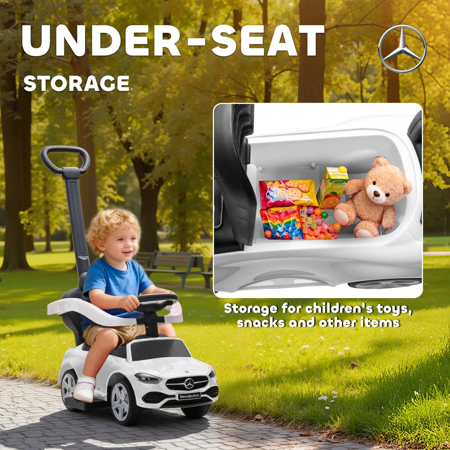 Mercedes-Benz 2-in-1 Toddler Push Car, White