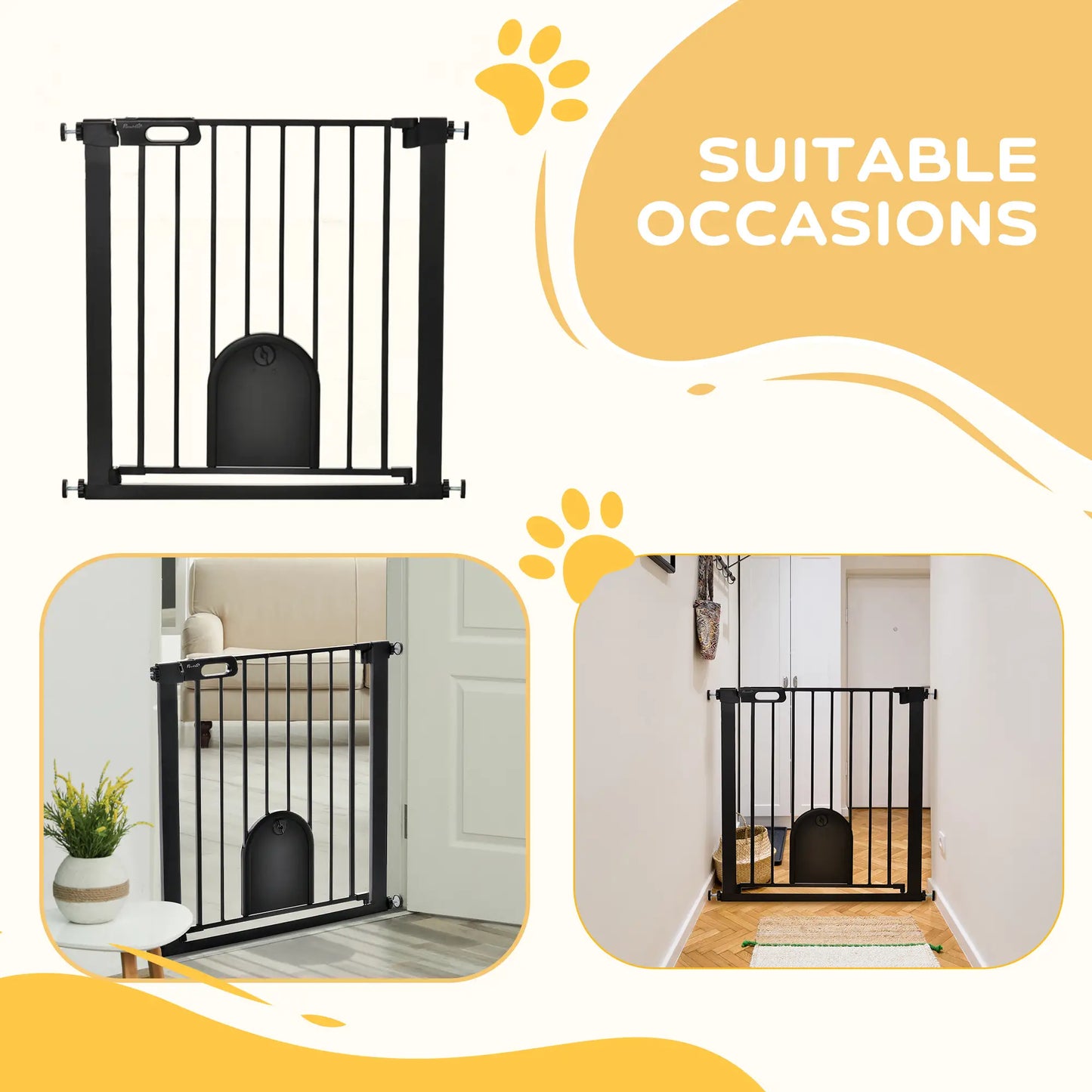 30"-32" Extra Wide Pet Gate, Small Door, 30"H, Black Houses, Kennels & Pens at Gallery Canada