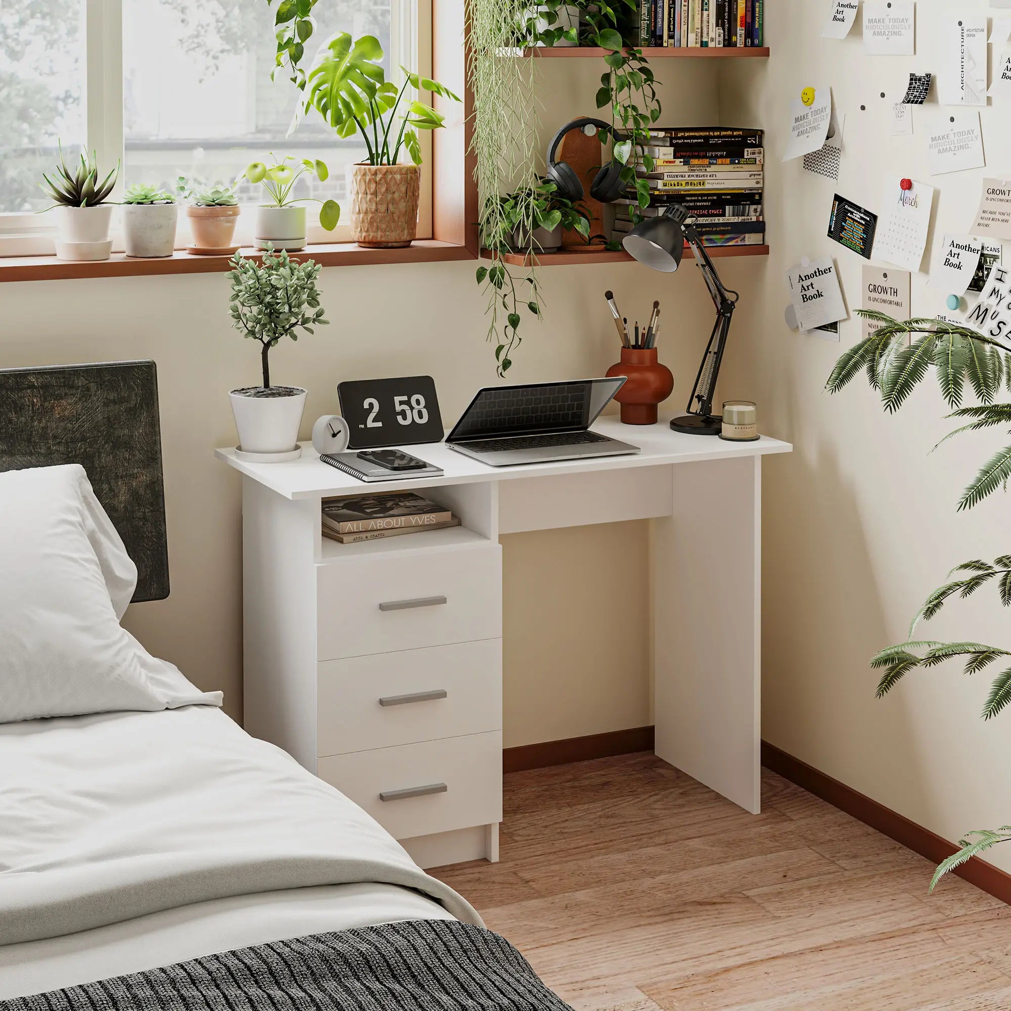 Computer Desk with Drawers, 40 Inch Home Office Desk Computer Desks at Gallery Canada
