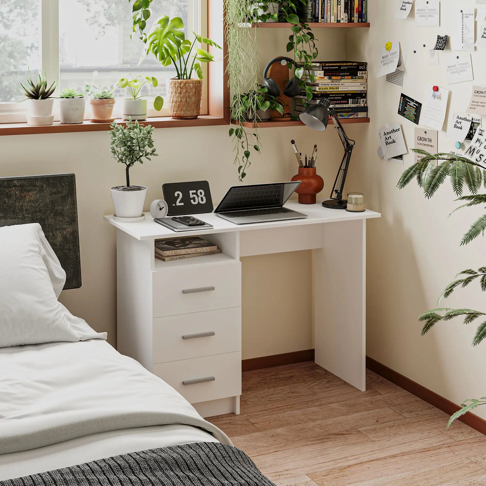 Computer Desk with Drawers, 40 Inch Home Office Desk Computer Desks at Gallery Canada