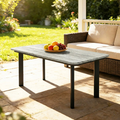 Outdoor Coffee Table, Slatted Wood Plastic Composite Top, Steel Frame, Grey Patio Side Tables at Gallery Canada