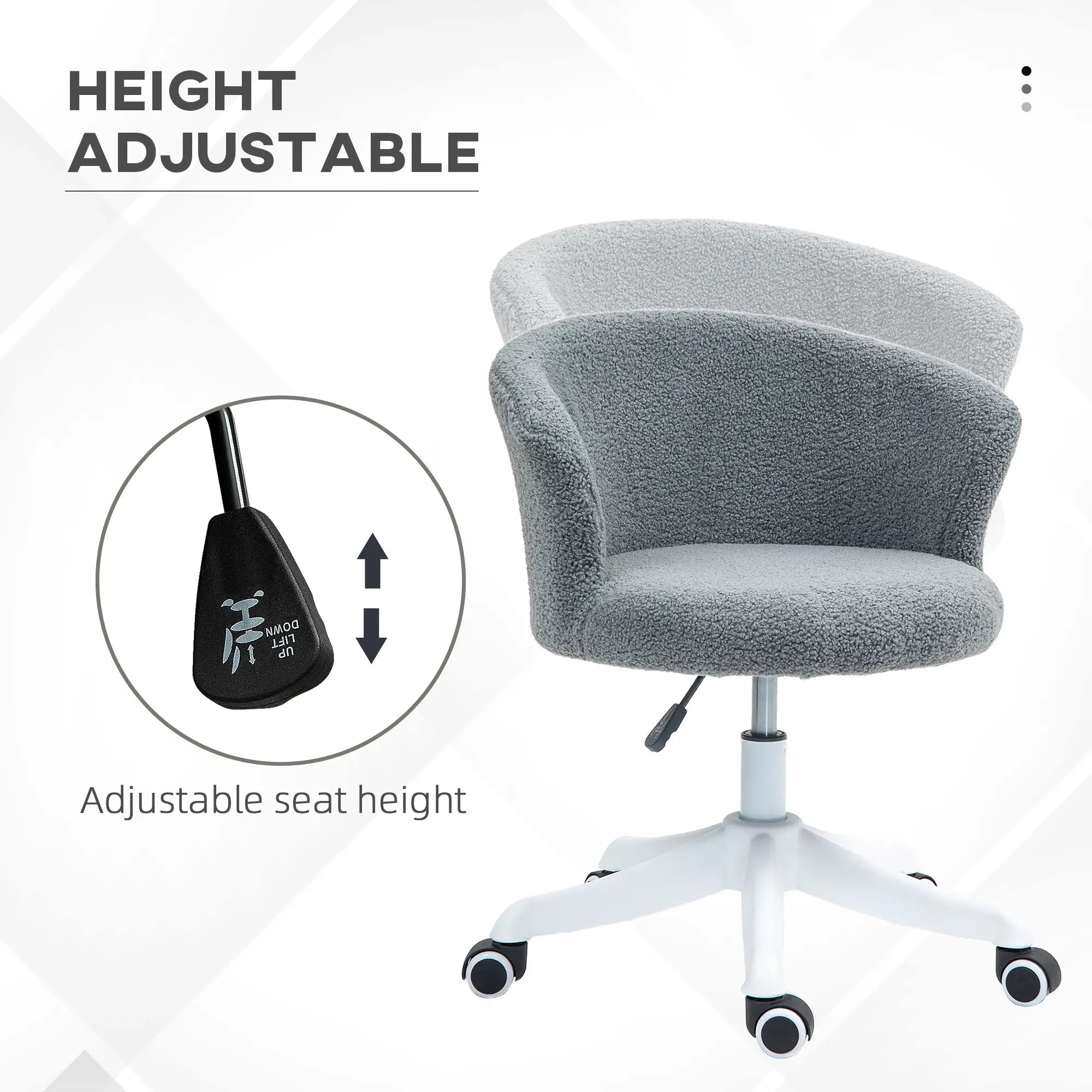 Armless Office Chair, Adjustable Height, Swivel Wheels, Mid Back, Grey Office Chairs at Gallery Canada