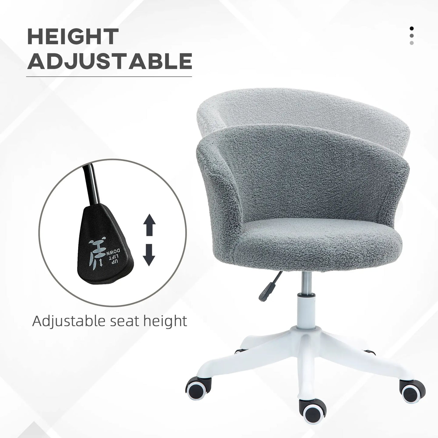 Armless Office Chair, Adjustable Height, Swivel Wheels, Mid Back, Grey Office Chairs at Gallery Canada