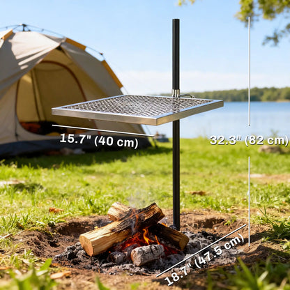 Swivel Campfire Grill, 360 Adjustable Heavy Duty Chrome Steel, Silver Charcoal BBQ Grils at Gallery Canada