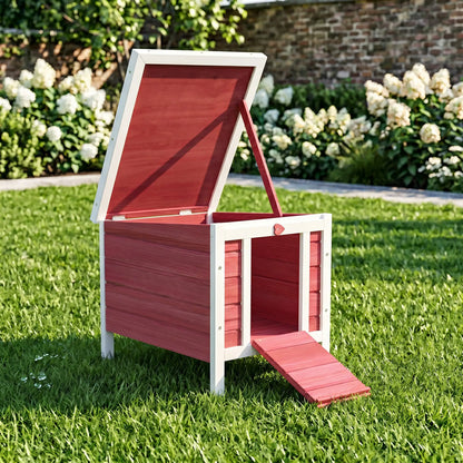 Wooden Rabbit Hutch, Bunny Cage, Outdoor Cat House, 20"x16.5"x17", Red Rabbit Hutch at Gallery Canada
