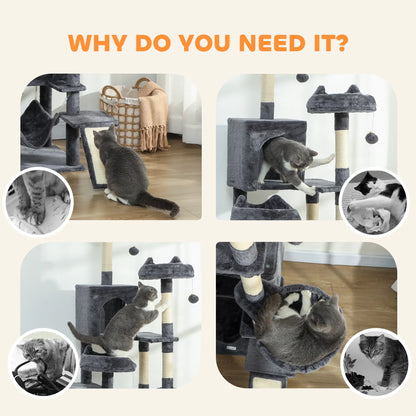 76" Large Cat Tree, 8 Scratching Posts, 3 Plush Beds, 2 Hammocks, Dark Grey Cat Towers at Gallery Canada