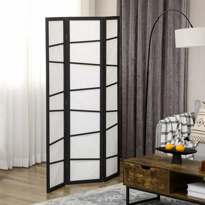 5.6ft Folding Room Divider, 3 Panel Wood Frame, White Room Dividers at Gallery Canada