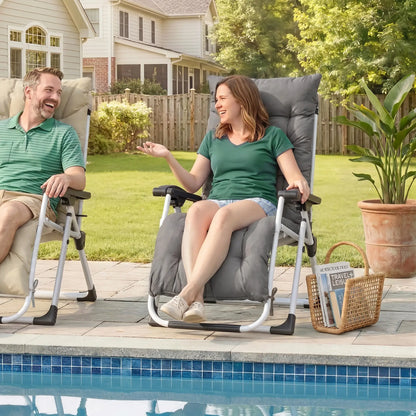 Reclining Zero Gravity Chair, Adjustable Backrest, Folding Sun Lounger, Removable Cushion, Headrest, Dark Grey