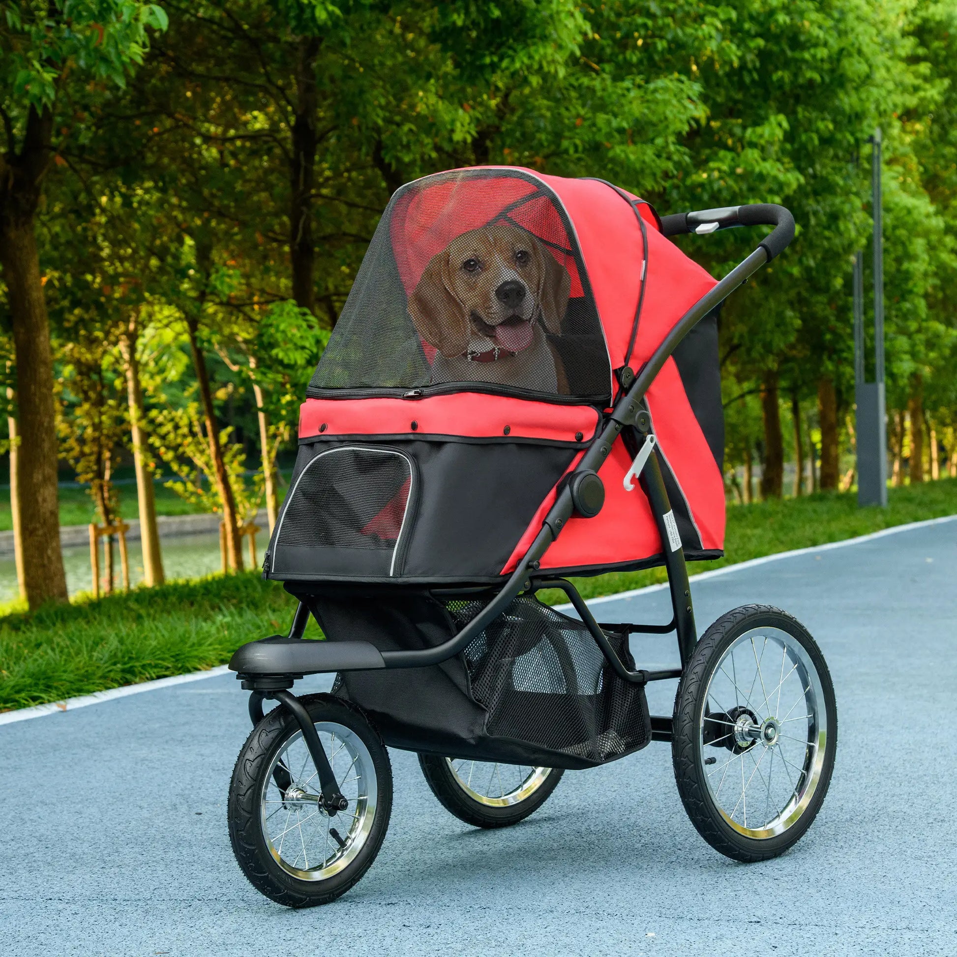 3 Big Wheels Pet Stroller, Small Medium Dogs Cats, Adjustable Canopy, Red Dog Bike Trailers & Strollers at Gallery Canada