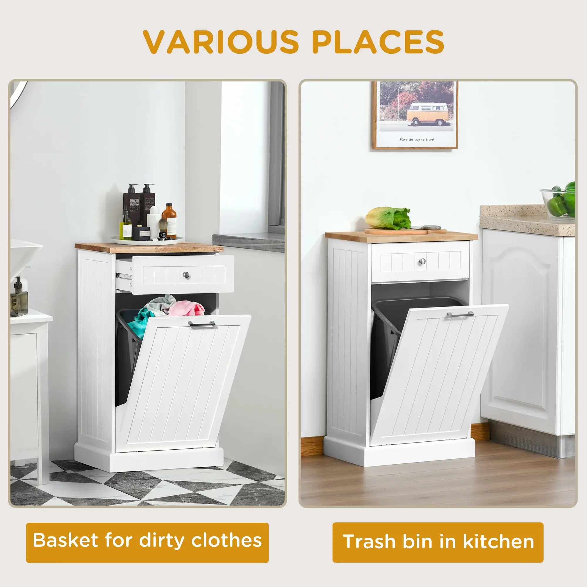 Kitchen Tilt Out Trash Bin Cabinet, Free Standing, White Storage Cabinets at Gallery Canada