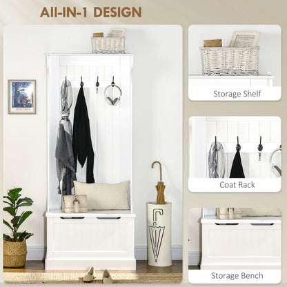 3-In-1 Hall Tree, Coat Rack, Shoe Storage, Bench Seat, Entryway Bench, 4 Hooks Clothing Storage at Gallery Canada