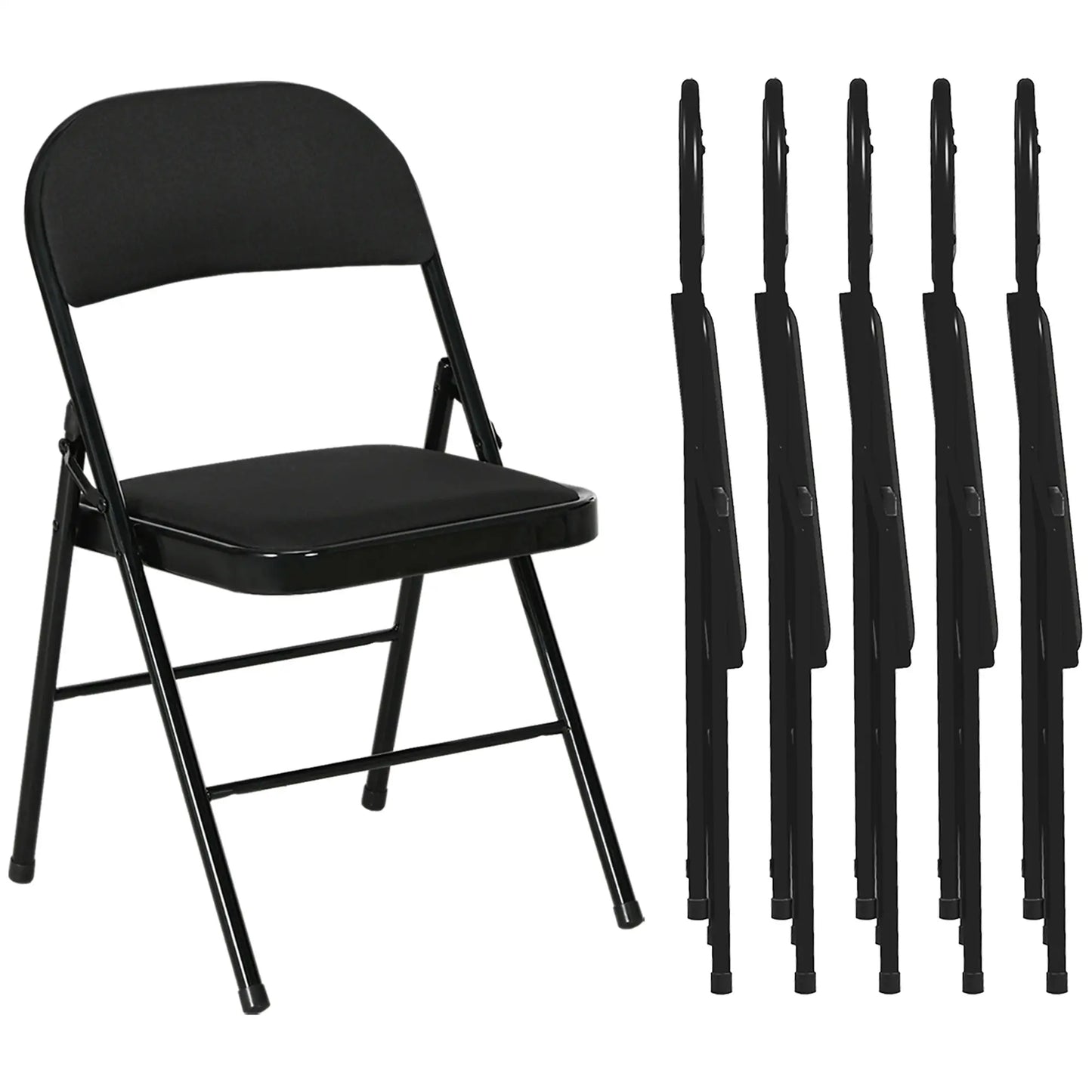 Set of 6 Metal Foldable Chairs, Linen Padded with Cushion Seat, Black Dining Chairs at Gallery Canada