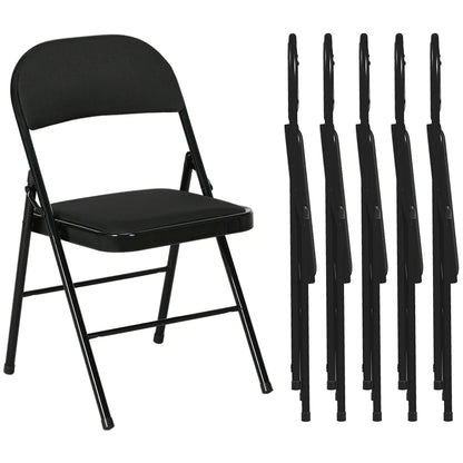 Set of 6 Metal Foldable Chairs, Linen Padded with Cushion Seat, Black Dining Chairs at Gallery Canada