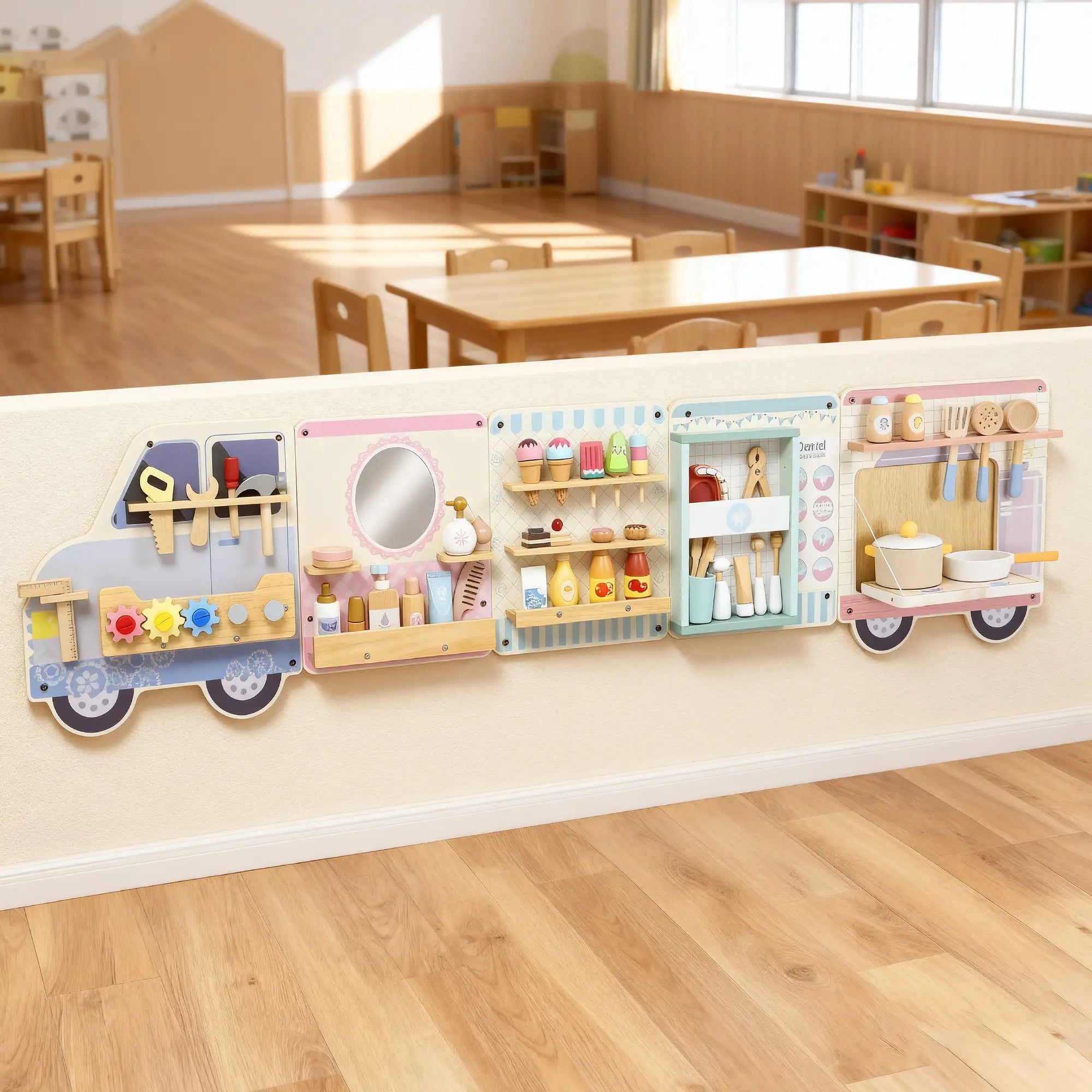 Wall Busy Board, 5 Activities Sensory Toy for Kids 3+ Years Toy Playsets at Gallery Canada