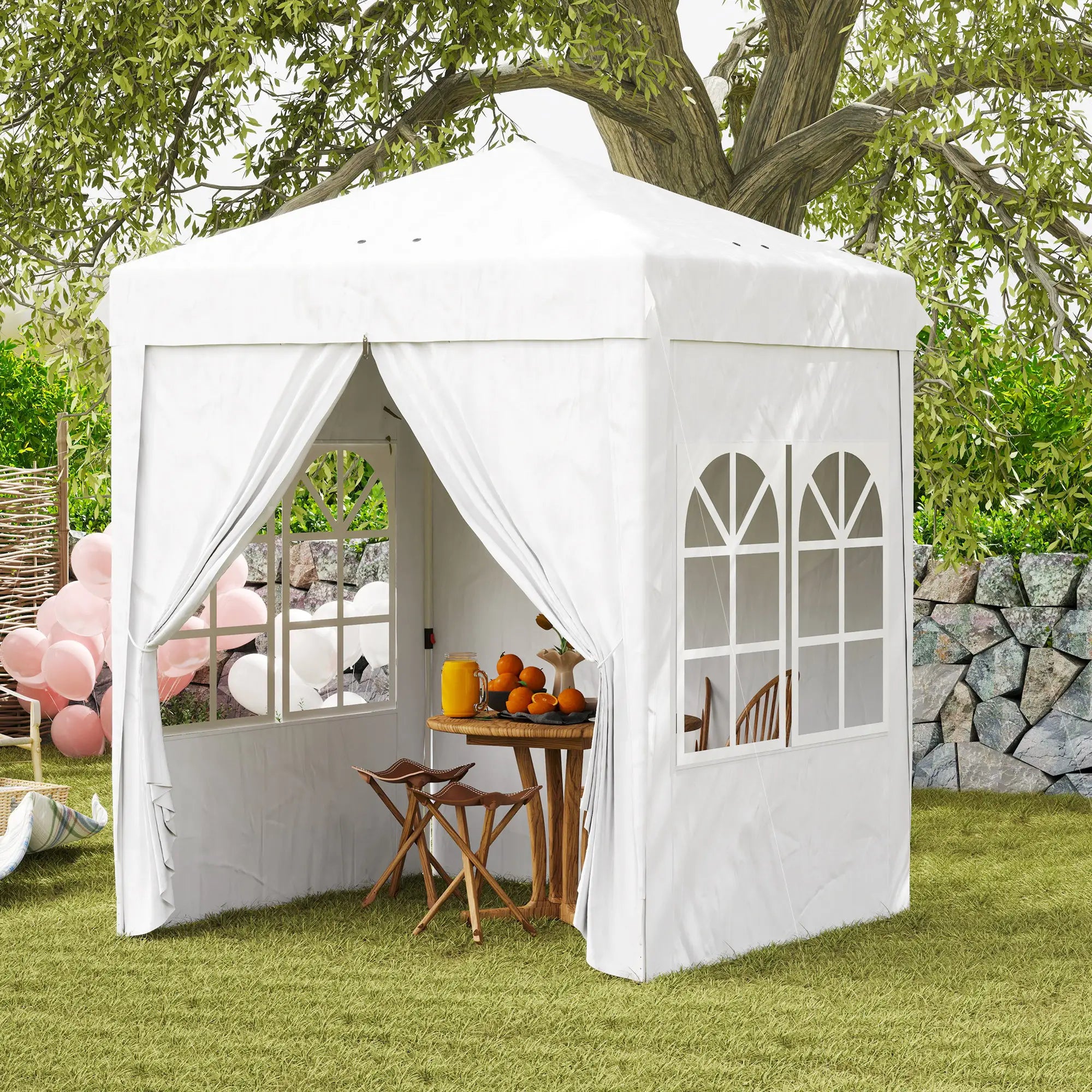 6.7' x 6.7' Pop-Up Canopy Tent, Adjustable Height, White Pop Up Canopies at Gallery Canada